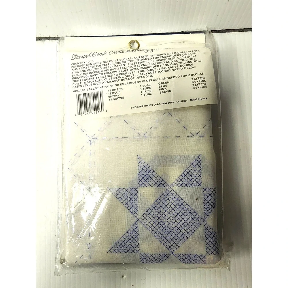 Vogart Crafts Quilt Blocks Embroidery or Ballpoint Printing Country Fair  #8742N
